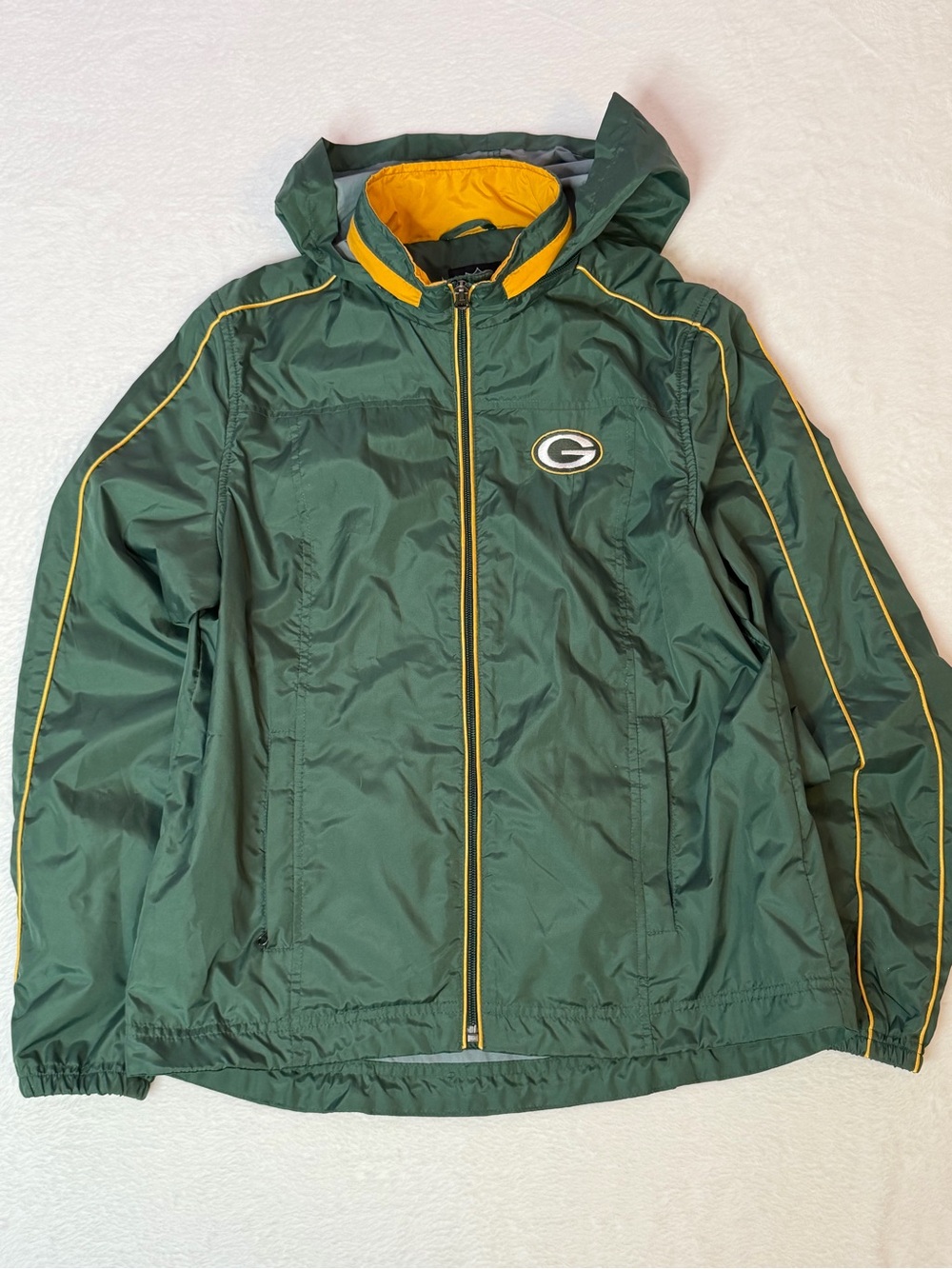 Green Bay Packers NFL Hooded‎ Windbreaker Jacket Womens Small Green